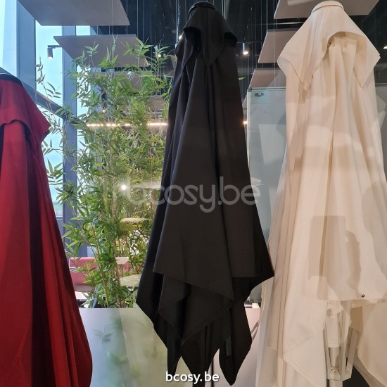 Jardinico MALIBU 240x240 Quadratischer Ampelschirm Weisser Mast Stoff White Olefin.