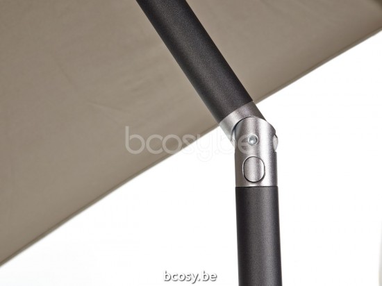 Jardinico MALIBU 240x240 Parasol Ombrelle Droit À Mât Central Carré 2,4x2,4 Mât Aluminium Thermolaqué En Anthracite| Toile-tissu Mocca Olefin.