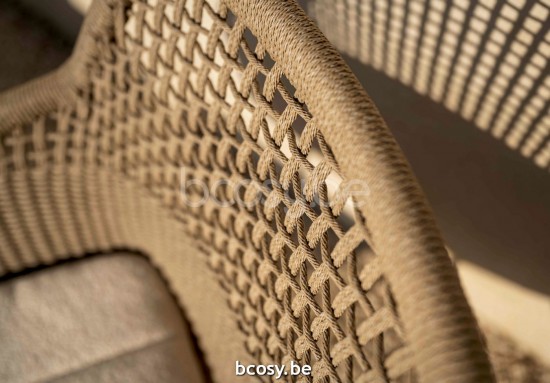 Jardinico MANI Fauteuil De Jardin 1p Amande alu - Corde amande Brulé.