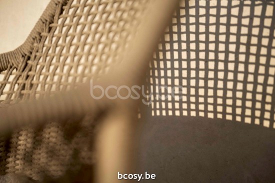 Jardinico MANI Fauteuil De Jardin 1p Amande alu - Corde amande Brulé.