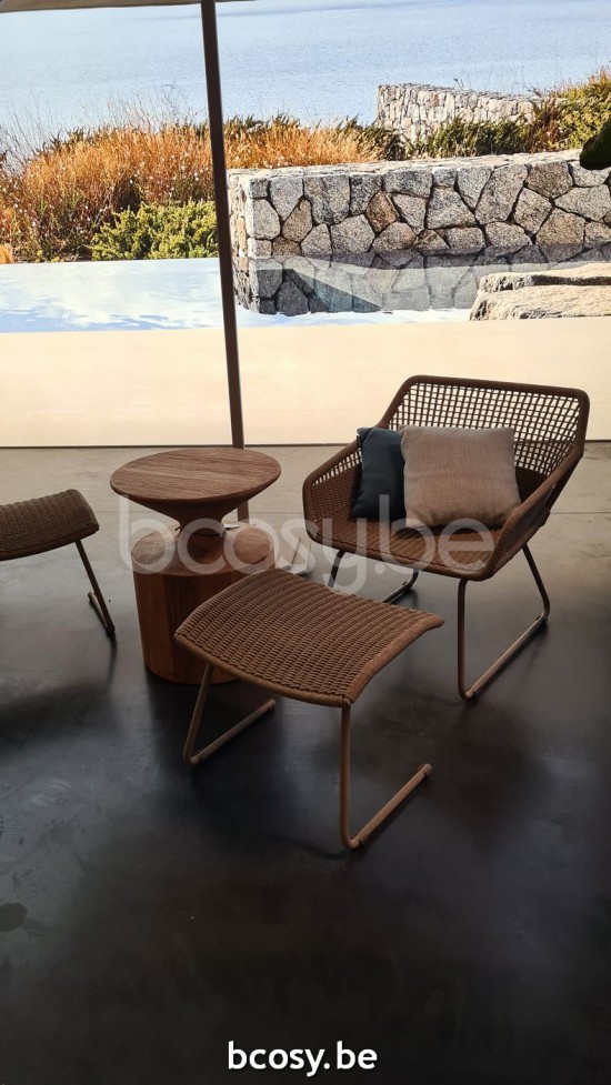 Jardinico MANI Tabouret Amande alu - Corde amande.