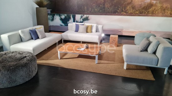 Jardinico MAUROO Langes Sofa Mit Teakholz-tisch Holzkohle - Teakholz Ash.