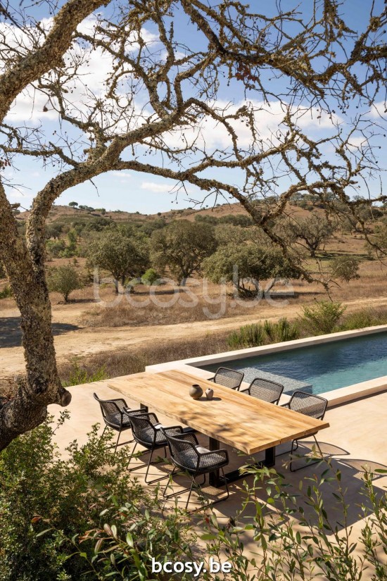 Jardinico NATURE Table De Jardin Rectangulaire Aluminium Thermolaqué En Noir Mat Teak.