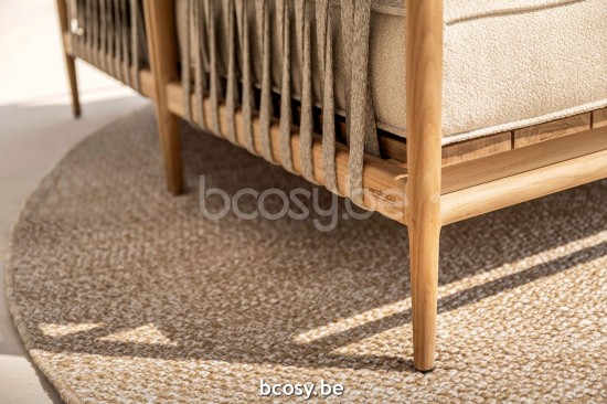 Jardinico NOA Chaise Longue Bras Gauche teck - cordon artichaut Brulé.