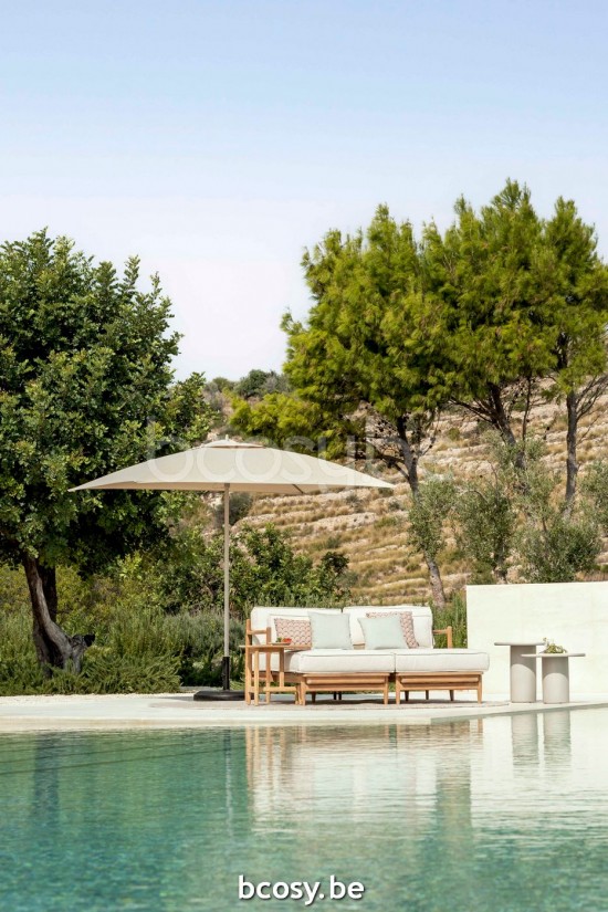 Jardinico NOA Chaise Longue Bras Droit teck - cordon artichaut Brulé.