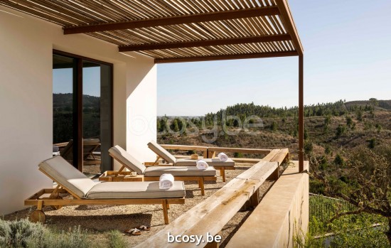 Jardinico NOA Sunlounger teak - artichoke strap Brulé.