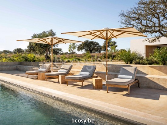 Jardinico NOA Sunlounger teak - artichoke strap Brulé.