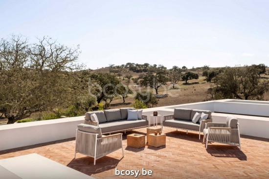 Jardinico SCOOP Canapé Sofa 2p Blanc - Corde Argent Beige.