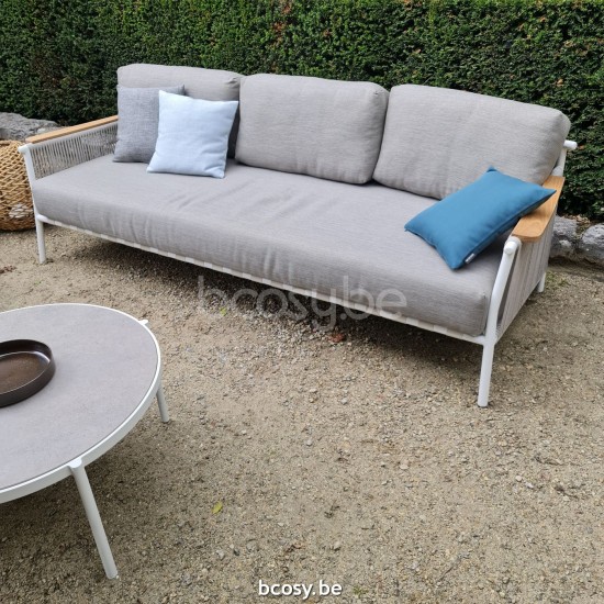 Jardinico SCOOP Canapé Sofa 3p Blanc - Corde Argent Beige.
