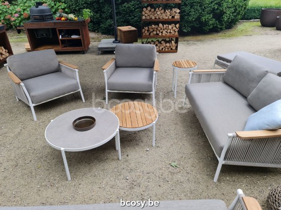 Jardinico SCOOP Sofa 3p Weiß - Silbernes Seil Beige.