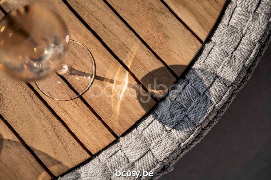 Jardinico TONDO Round Coffee Table Ø110 Linen alu - Seal Rope Teak.