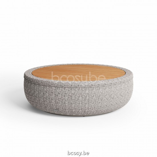 Jardinico TONDO Ronde Salontafel Ø110 Linnen alu - Seal touw Teak.