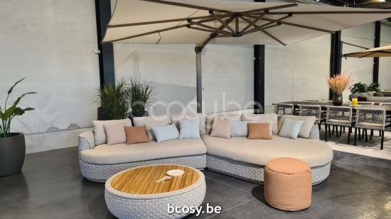 Jardinico TONDO Organic Modular Organic Sofa Island Left Arm Linen alu - Seal Rope Pampas cat C.