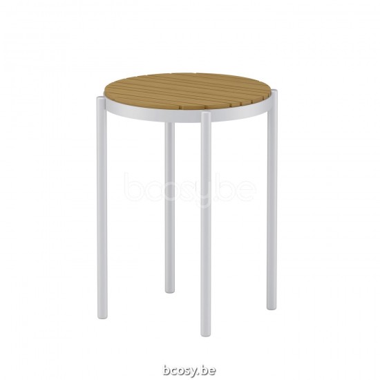 Jardinico VOLTE Ronde Bijzettafel Vernestbaar Ø40 Wit Teak.