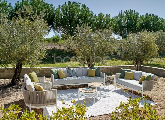 Jardinico VOLTE Round Nesting Side Table White Teak.