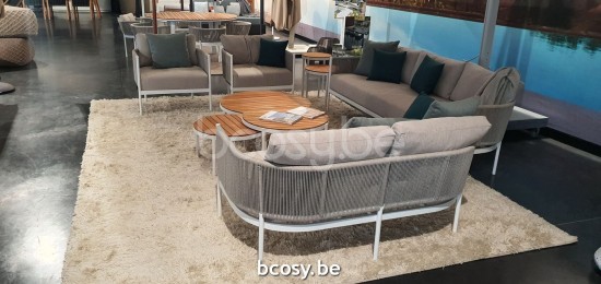 Jardinico VOLTE Runder Beistelltisch Verschachtelt Weisser Teak.