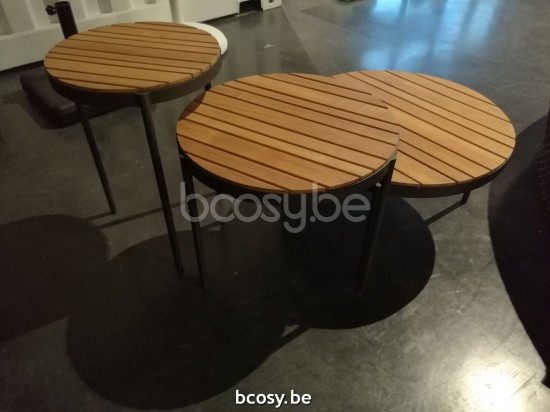 Jardinico VOLTE Runder Beistelltisch Verschachtelt Anthrazit Teak.