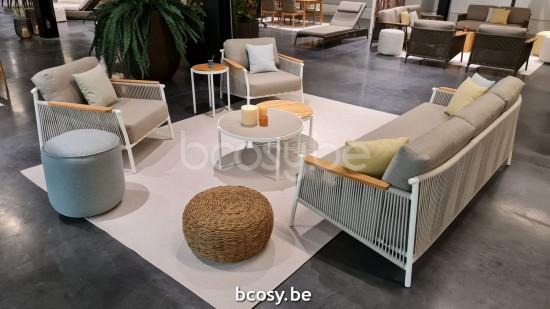  Jardinico VOLTE Runder Außen Garten Beistelltisch Nestbar Ø75 Weiß Matt Pulverbeschichtetes Aluminium Ceramic Bianco.