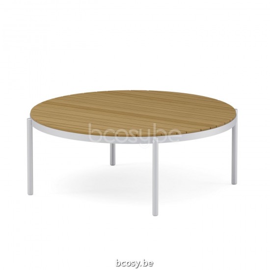 Jardinico VOLTE Ronde Salontafel Vernestbaar Ø90 Wit Teak.