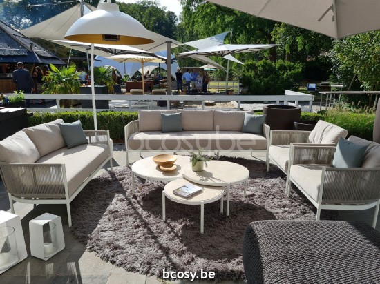 Jardinico VOLTE Table D'appoint De Jardin D'extérieur Emboîtable Rond Ø60 Aluminium Thermolaqué En Blanc Mat Ceramic Bianco.