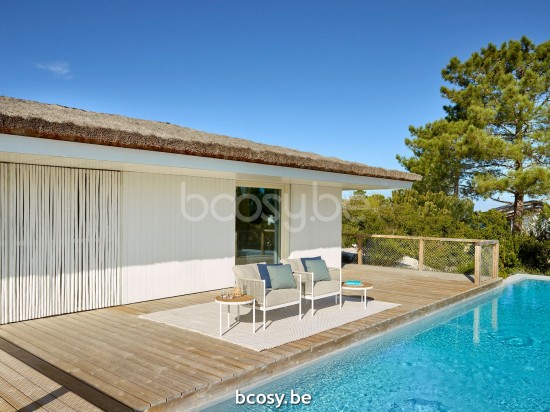 Jardinico VOLTE Runder Beistelltisch Nestbar Weisser Teak.