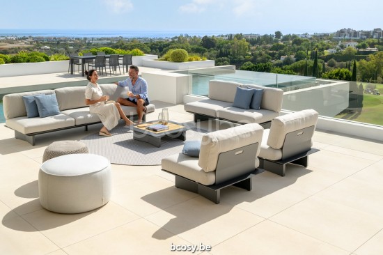 Jati&Kebon Arbon Loungesets 3zit Antraciet mat aluminium.