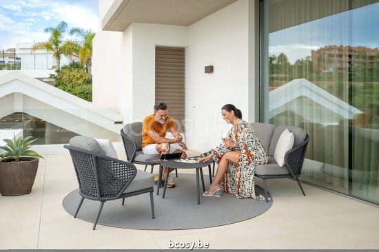 Jati&Kebon Amazone tuinsalontafels bijzettafels koffietafels voor buiten terras Antraciet mat aluminium.