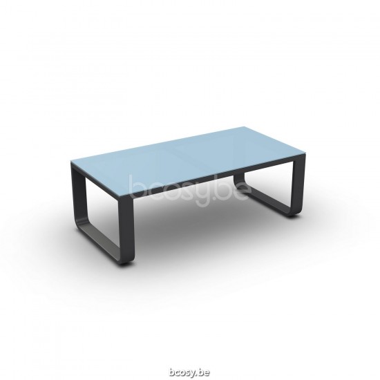 Jati Kebon Reno Table basse de jardin Aluminium anthracite mat Dessus de table Verre Gris clair.