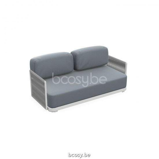 Jati Kebon Durbuy Sofa 2-Sitzer Weißes mattes Aluminium.