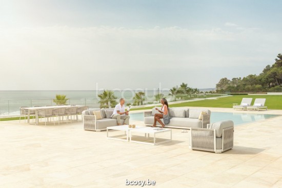 Jati&Kebon Durbuy Loungesets 3zit Wit mat aluminium.