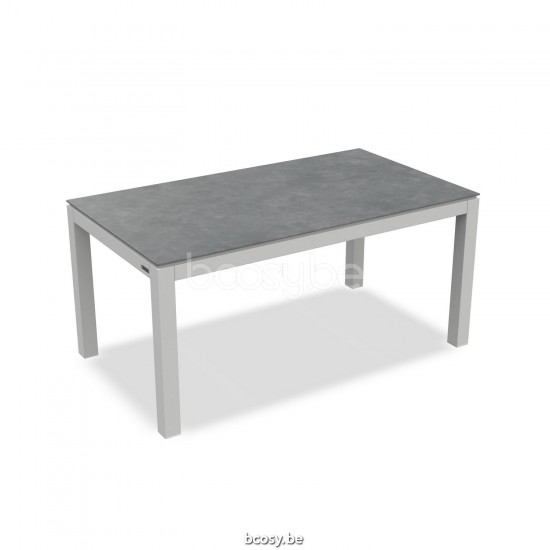 Jati Kebon Danli Table de jardin Aluminium blanc mat Dessus de table Céramique Gris cendré.