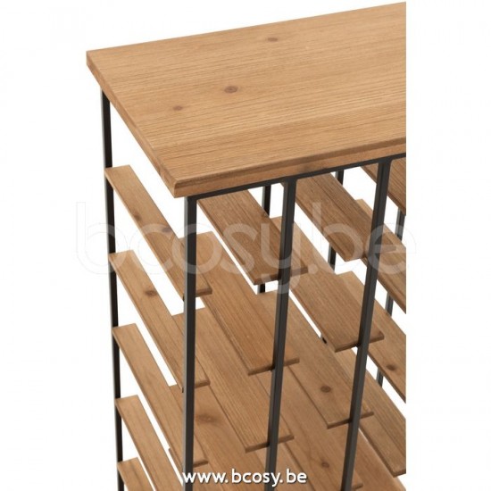 J Line Jline Regal Wein 24 Flaschen Holz Metall Naturell Schwarz weinregale weingestelle