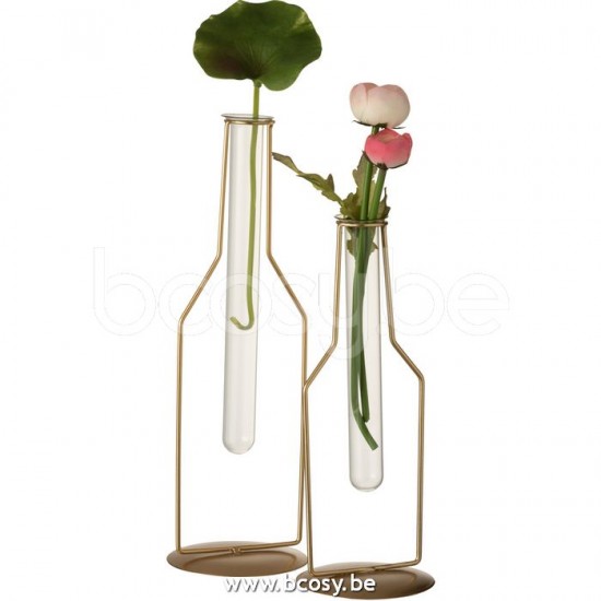 J Line Jline Vaasje 1 Tube Fles Metaal Glas Goud Large