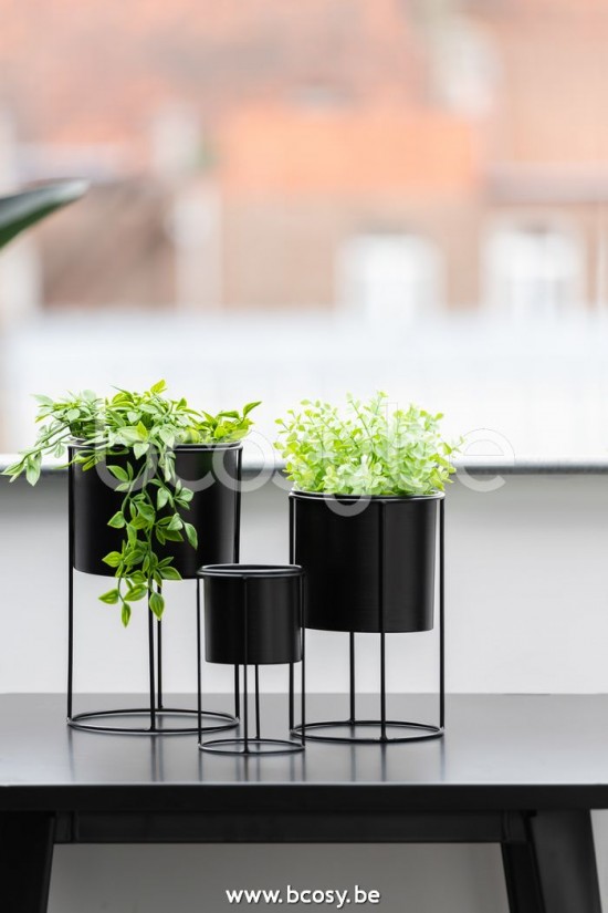 Jline Maceta Pie Metal Negro Small