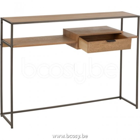 J Line Jline Console 1 Drawer Wood Metal Natural sidetables