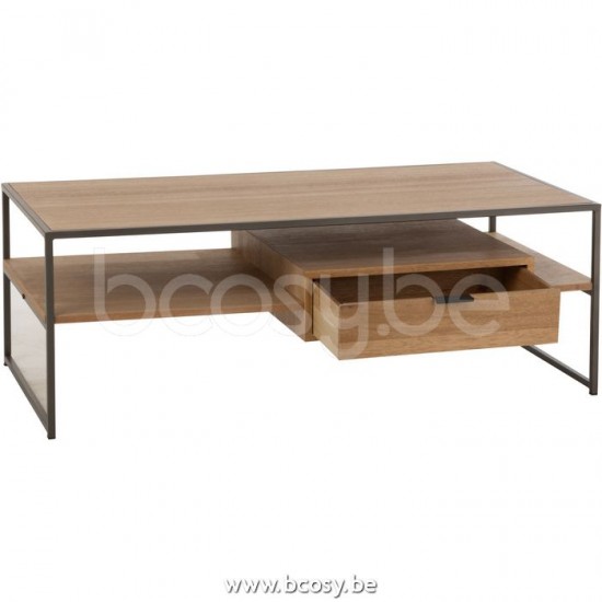 J Line Jline Tavolino Tv 1 Cassetto Legno Metallo Naturale Mesa Tv 1 Cajon Madera Metal Natural