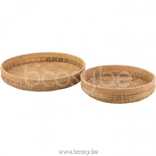plats Jolipa J Line Jline Set De 2 Plat Rond Rotin Naturel