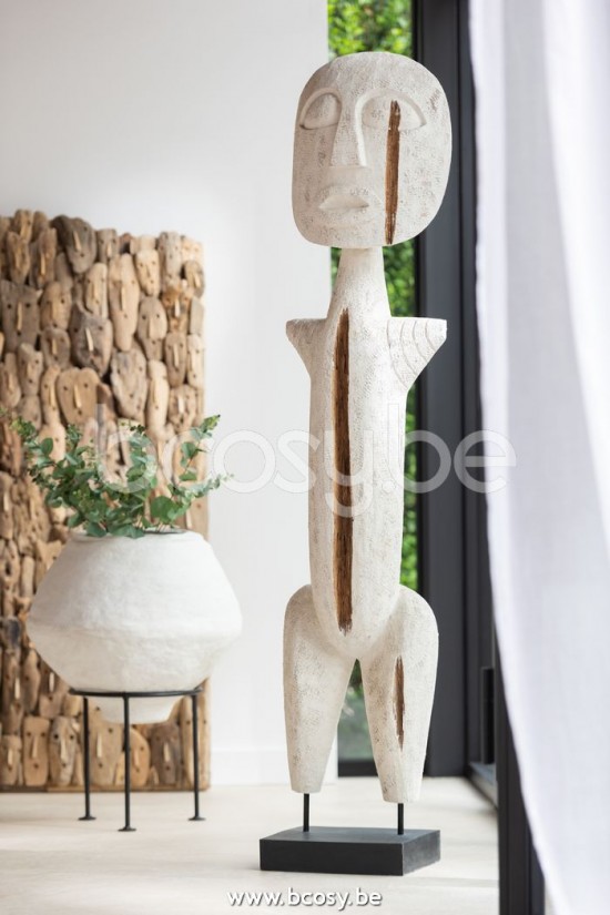 Jline Figura Primitivo Alabasia Madera Blanco Extra Large