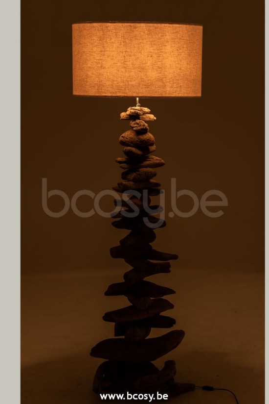 Lampadaires Lampes Raides Debouts Sur Pied De Sol Jolipa J Line Jline Lampe Abat Jour Bois Flotte Naturel Beige Large