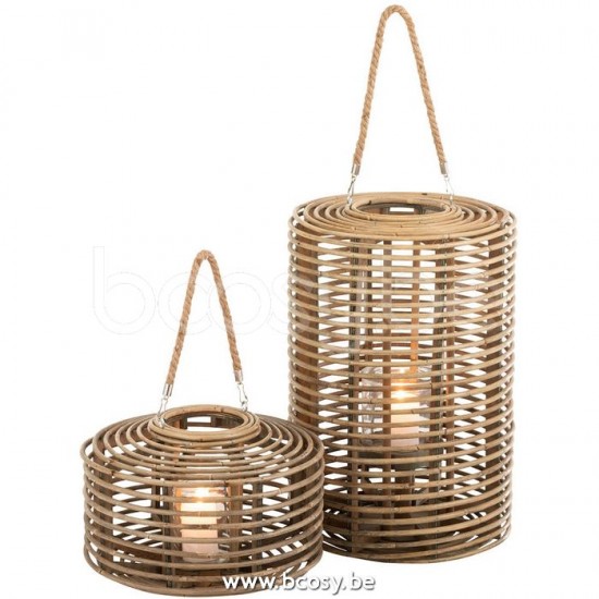 J Line Lantern Round Long Rattan Light Natural lanterns.