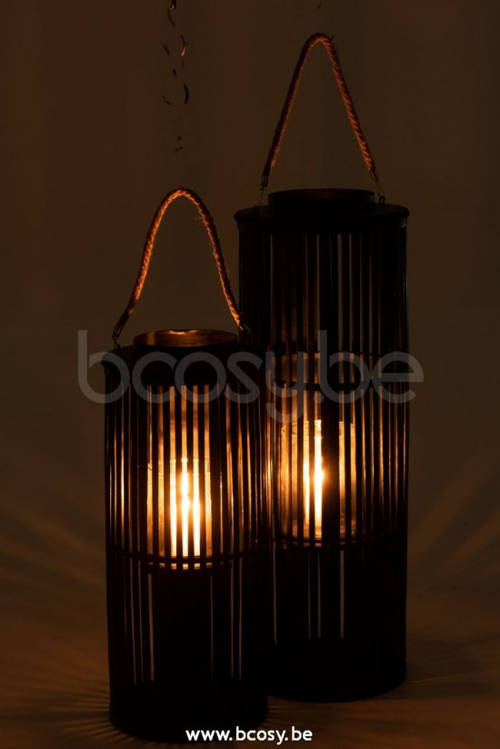 J Line Jline Laterne Rohr Bambus Schwarz Large lanternen