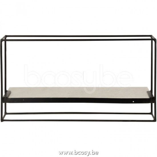 J Line Jline Muurrek 1Plank Ijzer Marmer Zwart Wit Large