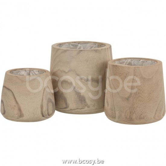 cachepots de fleur Jolipa J Line Jline Cachepot Bois De Paulownia Plastique White Wash Large