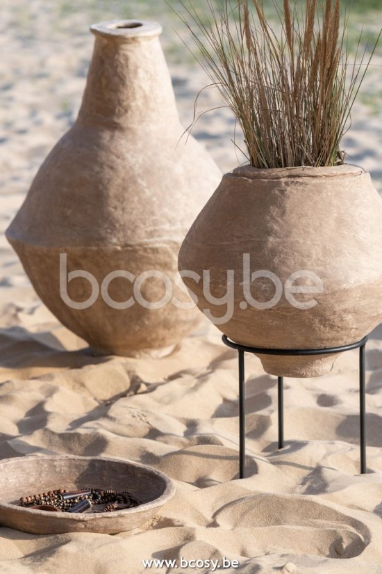 Jline Tarro De Pie Chad Papel Mache Marron