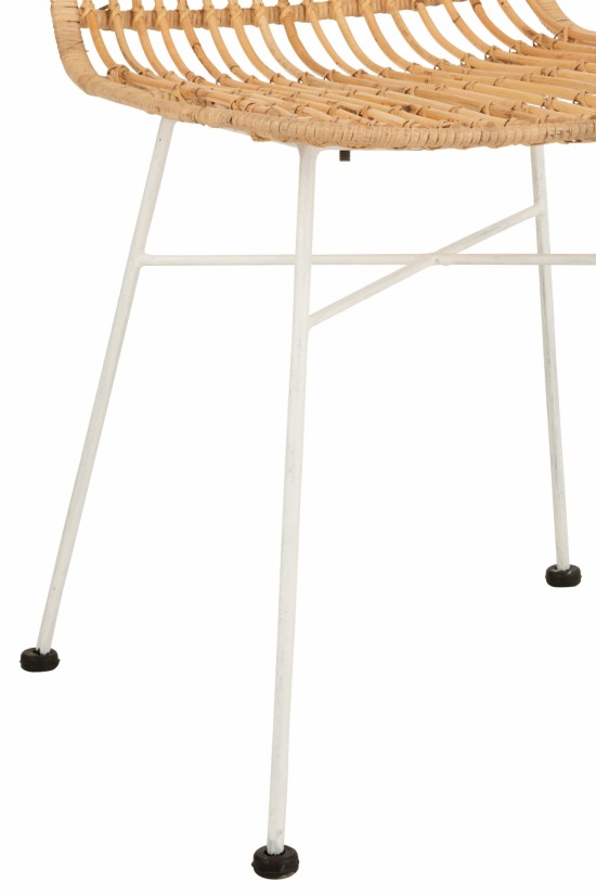 J Line Jline Chair Ema Rattan Metal Natural White dining chairs