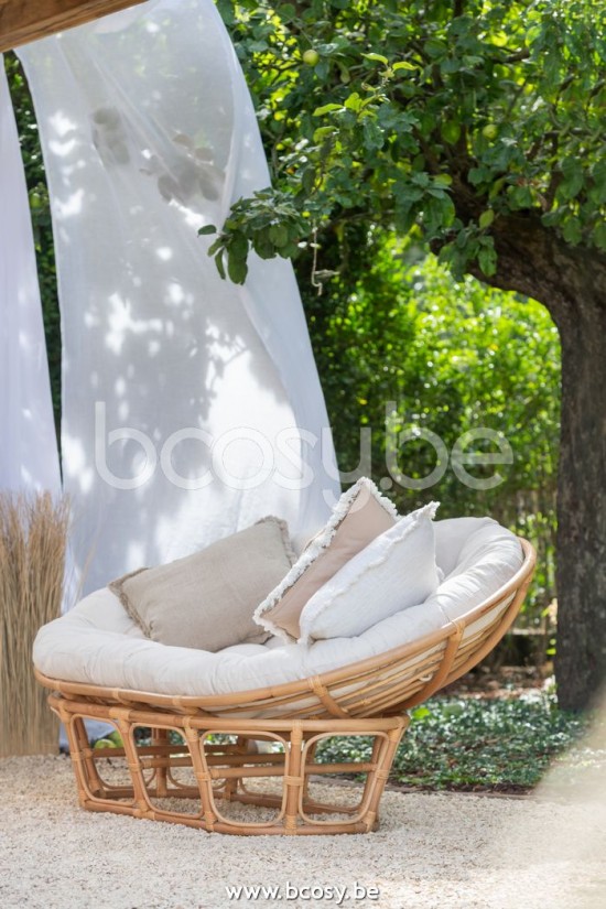 J Line Jline Zetel Roni Met Kussen Rotan Naturel Wit