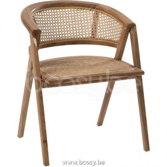 J Line 11282 Stoel Ani Teak Hout Bruin L60xB60xH73 stoelen eetkamerstoelen eethoekstoelen eettafelstoelen eetstoelen