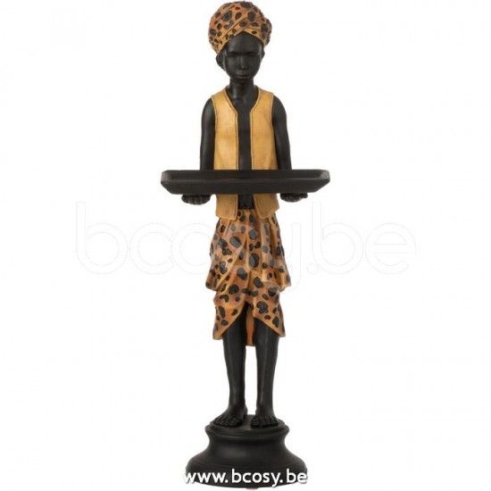 garcons gars garçons statuettes Jolipa J Line Jline Garcon Plateau Resine Noir Marron