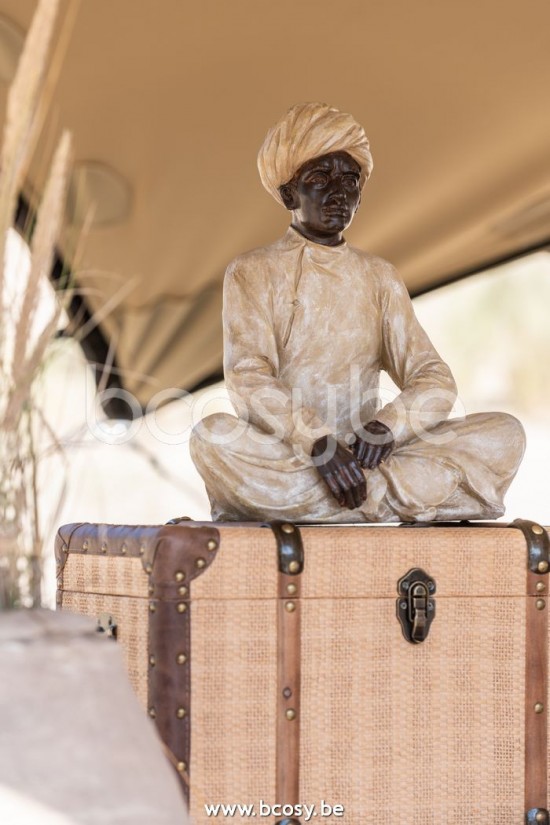 Jline Personaje Hindu Sentado Resina Beige Marron Large