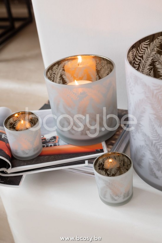 J Line Jline Porta T Light Foglie Vetro Bianco Verde Large Fotosforo Hoja Cristal Blanco Verde Large